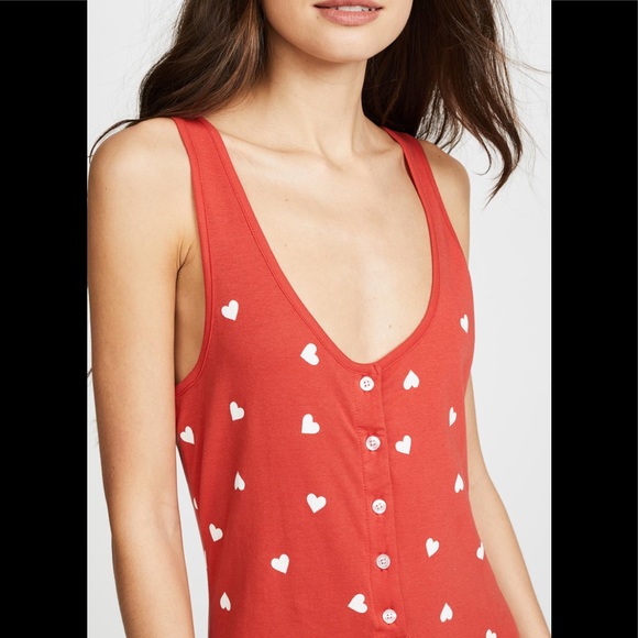 WILDFOX falling hearts jumpsuit in red XS - Picture 3 of 3